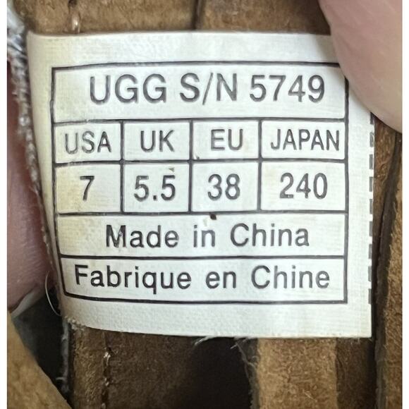 Ugg Boots Gaviota Women's 7 Rubber Sole Chestnut Struct Suede Fringe Sheepskin - Picture 14 of 14